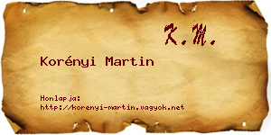 Korényi Martin névjegykártya